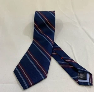 Tommy Hilfiger Blue Maroon and White Striped Tie - Picture 1 of 4