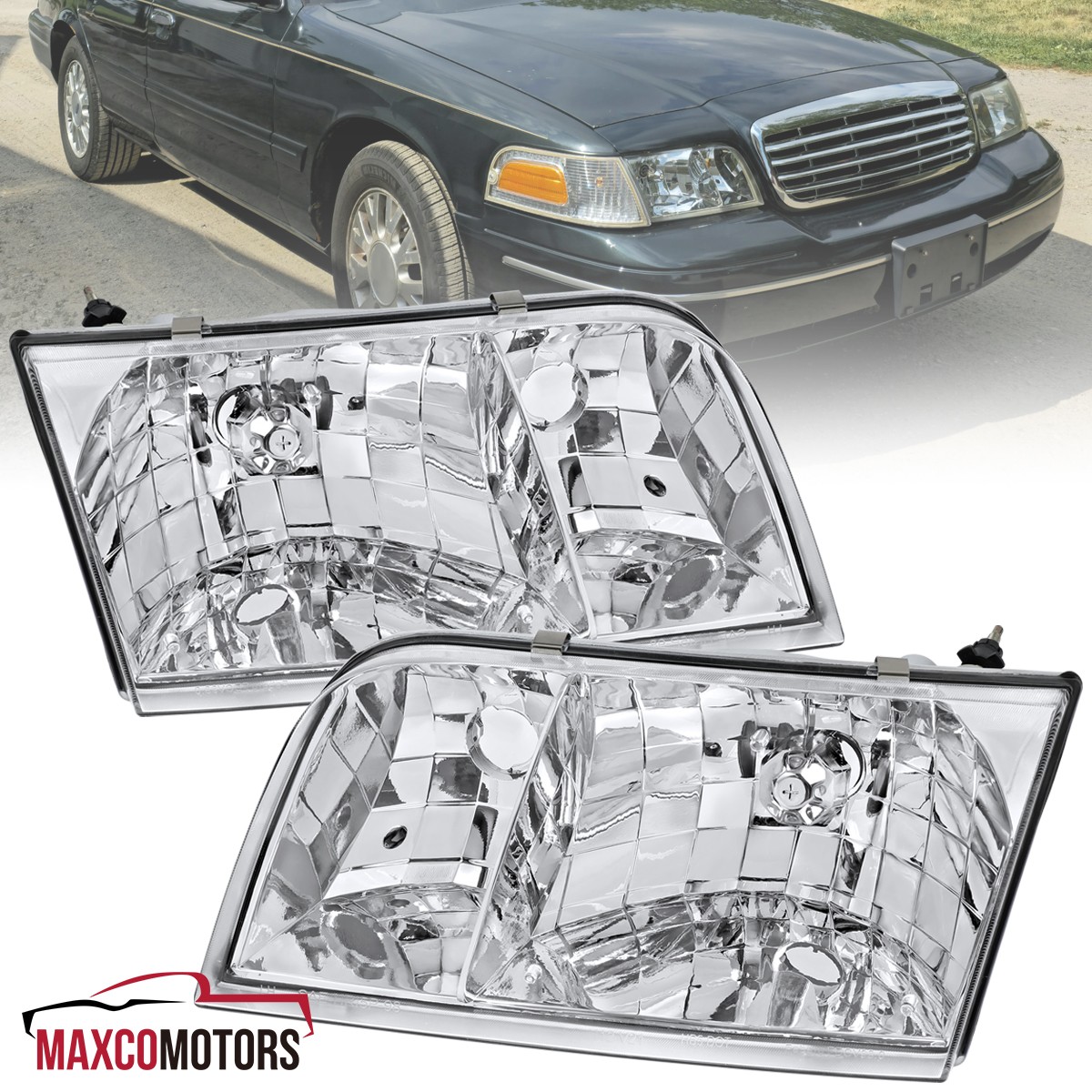 2005 Ford Headlights 6-Piece Header Panel Kit For 1998-2011 Ford Crown ...