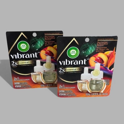 Lote de 4 peças de refis plug-in de óleo essencial vibrante Air Wick flor nectarina paraíso - Imagem 1 de 3