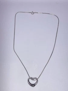 Tiffany & Co. Sterling Silver Open Heart Elsa Peretti Pendant Necklace 16” 6.2g - Picture 1 of 20
