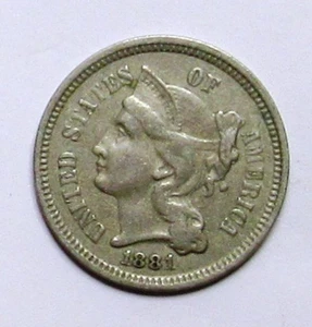 1881 Three Cent Nickel Pleasing XF. - Picture 1 of 2