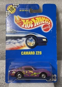 Hot Wheels Blue Card #33 Camaro Z28 Purple With Base Skids HTF On Card 1990 - Picture 1 of 6