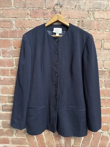 Giacca donna vintage collezione Calvin Klein, taglia 12, blu navy 100% lana, Bergdorfs - Foto 1 di 10