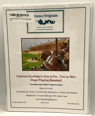 2007 Orenco Originals Counted Cross Stitch Pattern Dogs Playing Baseball - Image 1 of 4