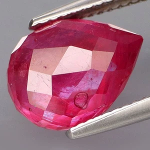 6.44Ct.Precious Gem BIG Top Red Pink Ruby Pear Checkerboard 2 Faces in One Piece - Picture 1 of 4