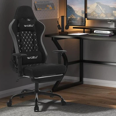 WOLTU Massagegerät Ergonomischer Gaming Stuhl Bürostuhl Computerstuhl Fußstütze 150KG