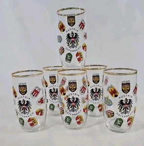 6 bicchieri vintage Osterreich Austria bordati oro 8 oz stemma rari! *LEGGI  - Foto 1 di 12