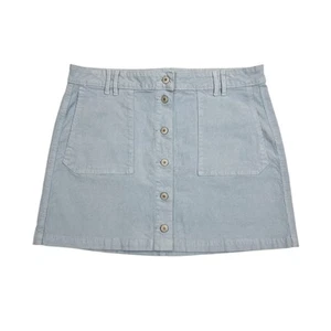 Falda Pana Azul 16 Nueva Sin Etiquetas American Eagle Botón Frontal Súper Alto Tiro Línea A - Imagen 1 de 6