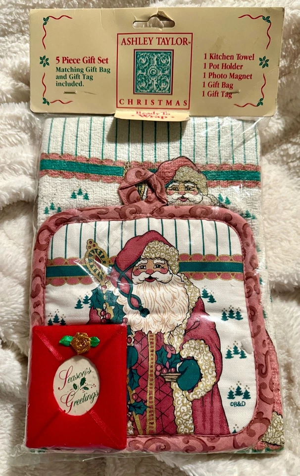 Ashley Taylor Navidad 5 Piezas Set de Regalo Toalla de Cocina Soporte para Olla Imán Regalo Ba Foto 1 de 2