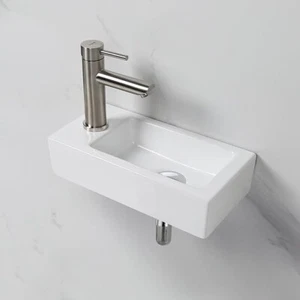 Ibergrif Lavabo de Pared, Compacto y Elegante, 37,6 x 18,8 x 9,3 cm, Blanco - Imagen 1 de 6