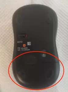 Logitech M310 mouse battery cover door with rubber feet (used) - Picture 1 of 1