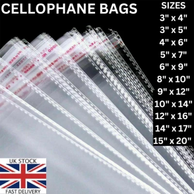 Clear Self Adhesive peel & Seal Cellophane OPP Transparent packing Bags A4 A5 A6 - Image 1 of 4
