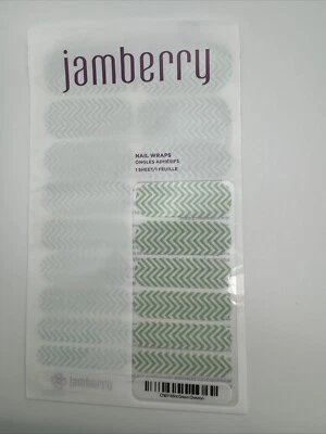 Envoltórios para unhas Jamberry verde perfeito Chevron folha completa  - Imagem 1 de 2
