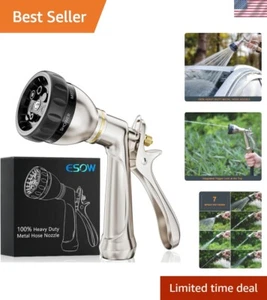 Heavy Duty Metal Garden Hose Nozzle with 7 Adjustable Patterns for Versatile Use - Picture 1 of 8