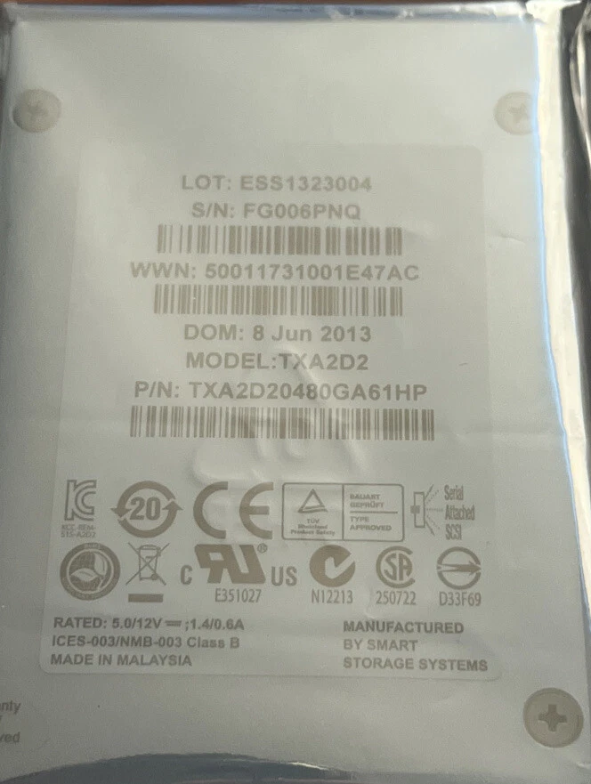 HPE 3PAR Smart Storage Systems Optimus TXA2D20480GA61HP 480GB SAS 6Gb/s 2.5" SFF - Image 1 of 1