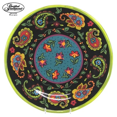 Plato de cena GUADALUPE 11" floral verde cachemira Julie Ingleman certificado internacional Foto 1 de 4