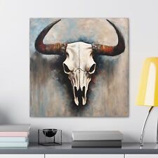 Bull Skull - Western Style Painting Printed on Canvas Office Home Interior Decor