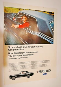 Ford Mustang 1966 negro vintage 3 velocidades anuncio 11x14 - Imagen 1 de 1