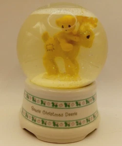 Globo de nieve musical Precious Moments NAVIDAD OSO Y RENO 5,5" - Imagen 1 de 9