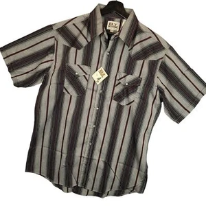 Ely Cattleman Men's Pearl Snap Shirt Sz Large Short Sleeve Western Country - Picture 1 of 9