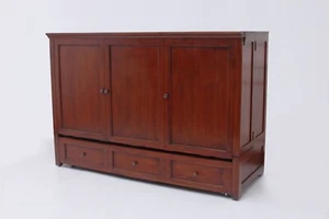 New Traditions Collection MAHOGANY Murphy Cabinet Bed INCLUDES GEL MEMORY FOAM - Picture 1 of 1