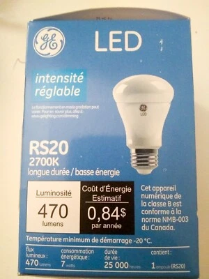 GE LED R20 3000K 470LM 7W LED7DR20/830 Dimmable Pack of 2 - Image 1 of 4