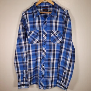 Revolution 360 Button Up Shirt Men's 3XL Blue Plaid Lightweight Long Sleeve - Picture 1 of 6