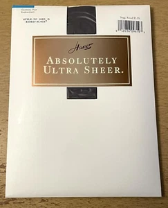 Vtg NOS Hanes Absolutely Ultra Sheer Panty Hose Sandalfoot Size D Barely Black - Afbeelding 1 van 9