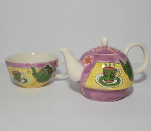 Herman Dodge & Son Floral Shabby Chic Cottage 2 Peice Stacking Tea Set For One - Picture 1 of 9