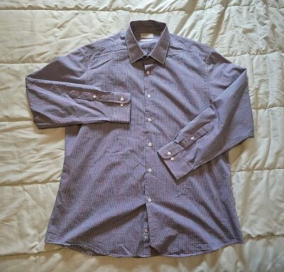 John Bartlett Slim Fit Shirt Mens 17.5 34/35 Performance Stretch Plaid Button Up - Image 1 of 4