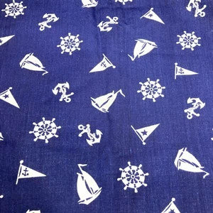 White Sailboats, Anchors, and Helms on navy, 100% cotton 2 Yards to sew or quilt - Picture 1 of 3