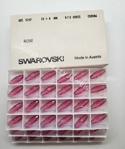 Factory Pack Swarovski Crystal Rose 20x8mm Long Oval 5207 Beads; 72pc - Picture 1 of 3
