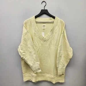 Women's Aerie Oversized Pullover Knit V Neck Sweater 'Yellow' / Size Small / NWT - Picture 1 of 7