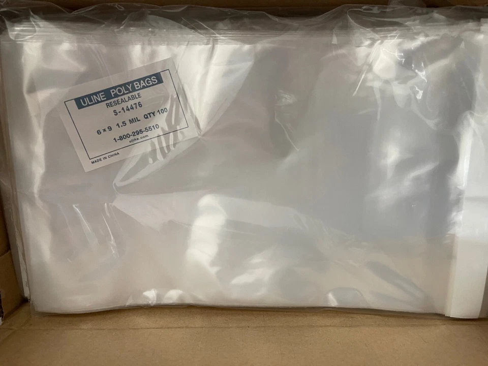 ULINE Resealable Bags S-14476 100 Bags 6x9 1.5 MIL - Image 1 of 1