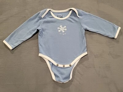 Life Is Good Baby Infant Bodysuit 3-6months Long Sleeve Blue White Snowflake  - Image 1 of 4