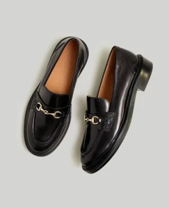 Madewell Vernon Bit Gold Loafer Women's Size 9 Black Leather NEW NN868 Classic - Picture 1 of 8