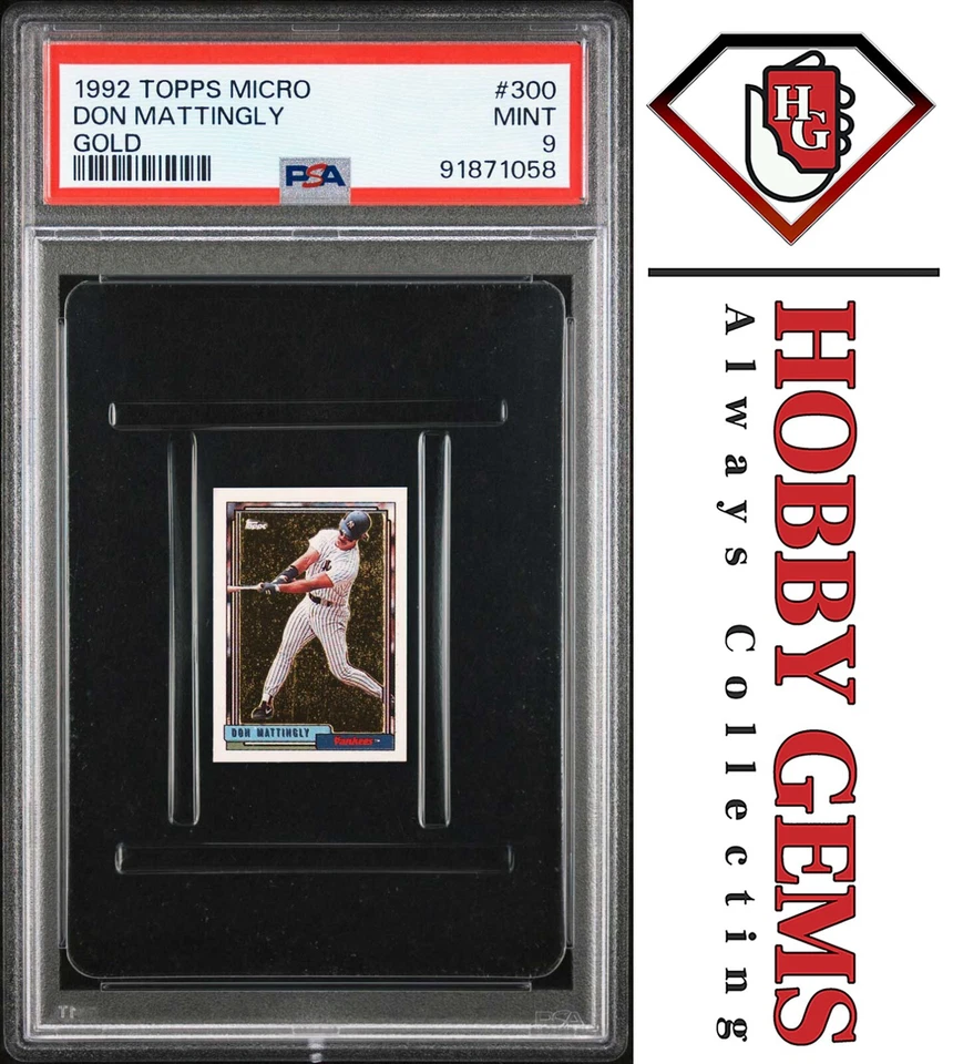 DON MATTINGLY PSA 9 1992 Topps Micro Gold #300 C2 - Image 1 of 2
