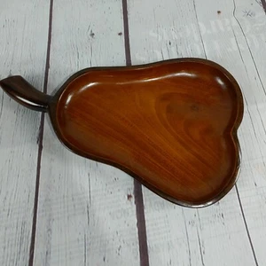 VTG McM Pear Shaped Mahogany Platter 10in Art Deco Decor - Bild 1 von 5