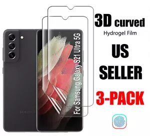 3-Pack For Samsung Galaxy S21 / Plus / S21 Ultra / FE Hydrogel Screen Protector - Picture 1 of 9