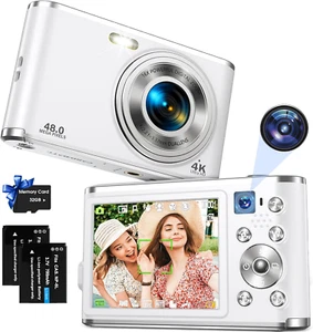 Digital Camera, Auto Focus 4K Vlogging Camera with FHD Dual Lens 48MP 16X Digita - Picture 1 of 7