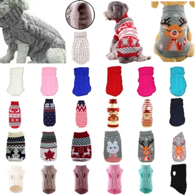 Puppy Jumper Winter Warm Knitted Sweater Pet Clothes Small Dog Coat Thermal 🎀 - Image 1 of 4