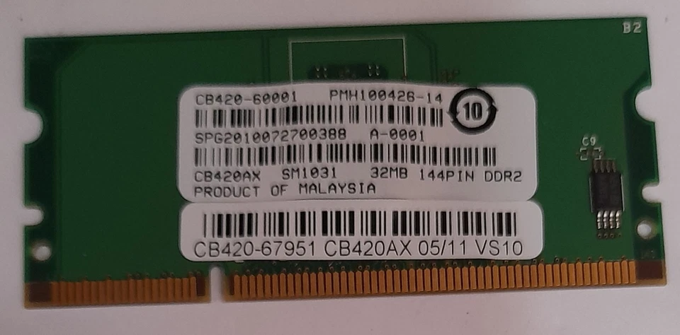 HP CB420AX 32MB DDR2 144pin HP LaserJet P2015 P2055 P3005 CB420-67951 - Image 1 of 1