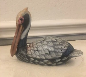 Vintage Hand Crafted Wooden Pelican Figurine Decor - Picture 1 of 4