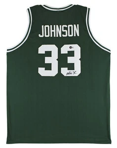 Michigan State Magic Johnson Authentic Signed Green Jersey BAS Witnessed - Picture 1 of 4