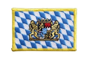 Deutschland Bayern mit Löwe Aufnäher Flaggen Fahnen Patch Aufbügler 8x6cm - Foto 1 di 1