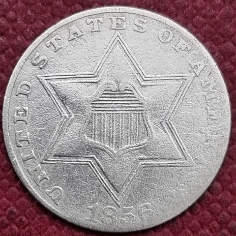 1856 Three Cent Silver Trime 3c Better Grade XF #60424 Cover