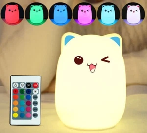 Luz nocturna de silicona para gatos, luces nocturnas para bebés, baby shower, ENVÍO GRATUITO - Imagen 1 de 9