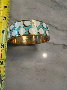 Kate Spade Enamel Idiom Hinge Bangle White dots & Mint Green - Picture 1 of 2