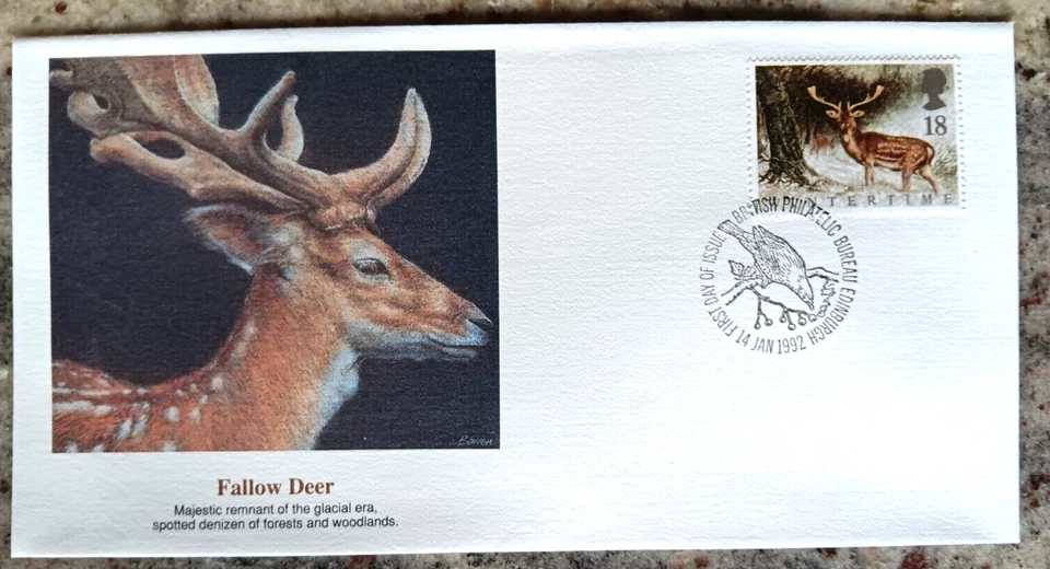 FALLOW DEER ENGLAND FLEETWOOD CACHET FDC 1992 + INFORMACIÓN IMPRESA EN EL REVERSO Foto 1 de 1