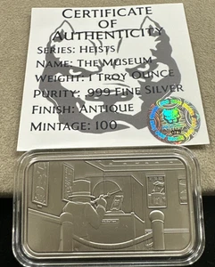 Pit Bullion 1 oz Silberbarren Heists Serie The Museum .999 mit Zertifikat - Bild 1 von 7